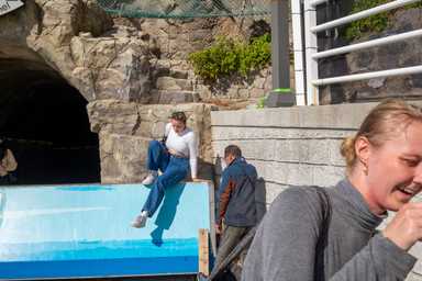 Ich auf unserem Spaziergang entlang der Küste