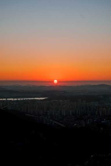 Vom Inwangsan schauen wir uns den Sonnenuntergang an